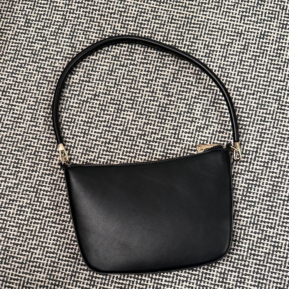 Mango Slim Black Leather Shoulder Bag - Picture 4 of 7